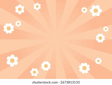 Fondo de explosión de sol con flores dispersas