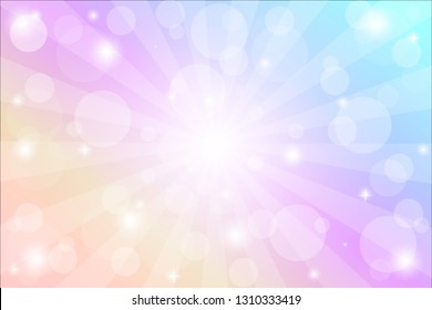 sunburst background with sparkles and rays, vector illustration with bokeh lights