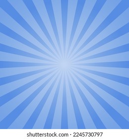 Sunburst background. Vector sunburst blue concentric beams pattern. Radial rays abstract vector texture.