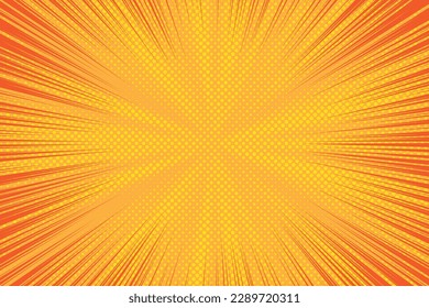 Ilustración del vector de fondo de explosión de sol. Rayos amarillos soleados. Luz de estrella retro con semitono. Fondo de escritorio abstracto de historietas