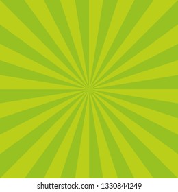 Sunburst background vector pattern with green grass color palette of swirled radial striped design.