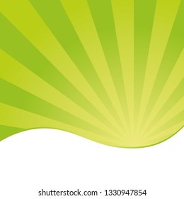 Sunburst background vector pattern with green grass color palette of swirled radial striped design.