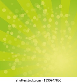 Sunburst background vector pattern with green grass color palette of swirled radial striped design.