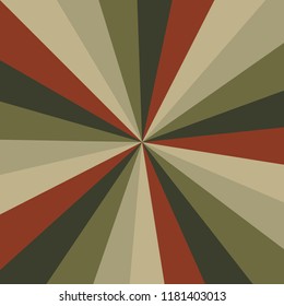 Sunburst background vector pattern with a vintage color palette of swirled radial striped design. Christmas retro vintage colors.