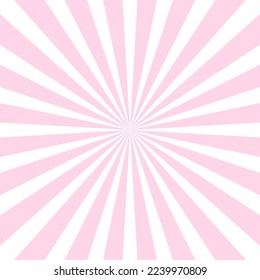 Fondo de la explosión del sol. Patrón de vigas radiales blancas rosadas de la explosión de sol del vector. Textura vectorial abstracta de rayos radiales.
