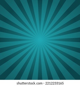 Sunburst background. Vector sunburst turquoise blue radial beams pattern. Radial rays abstract vector texture.