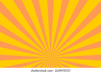 Sonnenbrust-Hintergrund. Vektor sonnenburst gelb orange Radialbalken Muster. Radialstrahlen abstrakte Vektorstruktur.