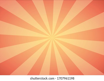 Fondo del arrebato de sol con rayos vintage, Color naranja cálido de la luz del atardecer. Papel mural abstracto de color vectorial con espacio de copia.