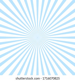 Sunburst background, white and blue colors.