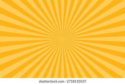 Sunburst Hintergrund mit gelben radialen Strahlen, flache Vektorgrafik Schaffung hellen Sonnenaufgang Effekt für Poster, Banner, Werbung, Präsentation und abstrakte grafische Design-Nutzung, einzelne Komposition
