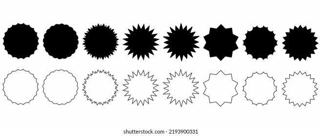 sunburst badges set isolated on white background