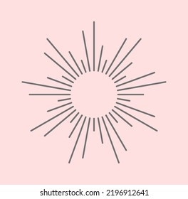 Sunburst Beams Logo. Sun Burst Doodle Beam. Radial Sunrise Vector Icon Set