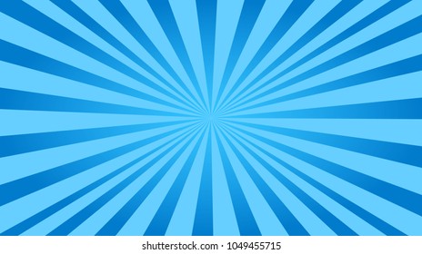 Sunburst, blue background. Vector illustration