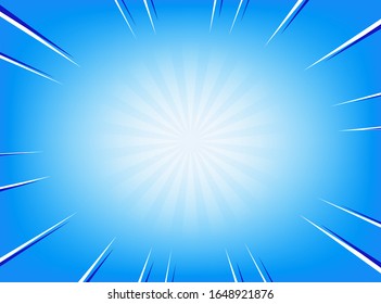 Sunburst bright blue with glowing rays of light abstract background