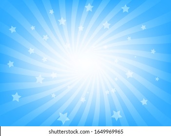 Sunburst azul brillante con brillantes rayos de luz y fondo abstracto estrella