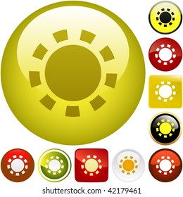 Sunburst buttons. Vector set.