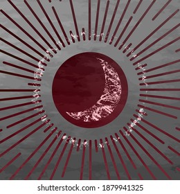 Sunburst celestial minimal ethnic elements design. Sun and moon concept. Vintage magical mystical symbol. Vector illustration