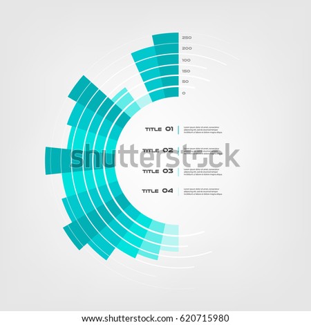 Sunburst chart color infographics step by step in a series of circle. Element of chart, graph, diagram with 5 options - parts, processes. Vector business template for presentation