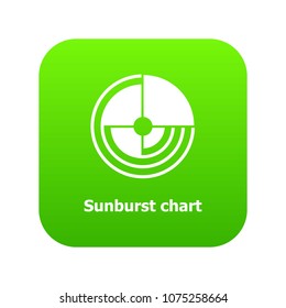 Sunburst chart icon green vector isolated on white background