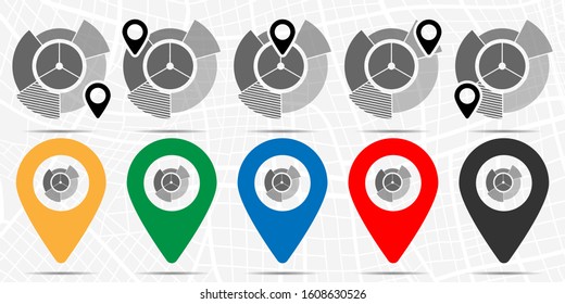Sunburst chart icon in location set. Simple glyph, flat illustration element of charts and diagrams theme icons