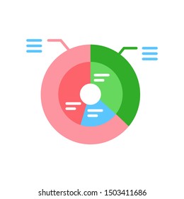Sunburst chart line color icon. Record keeping concept. Visual comparison of data. Sign for web page, mobile app, button, logo. Vector isolated element. Editable stroke.