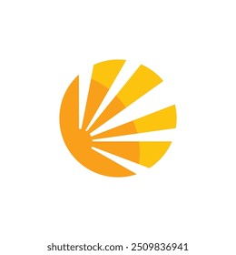 Vetor de logotipo de ícone de círculo de explosão solar. logotipo da chama laranja do brilho do sol