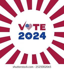Sunburst Circular Design with VOTE Text, Vector Illustration