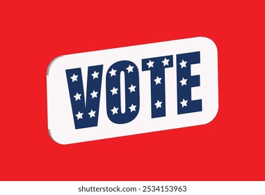 Design circular de explosão solar com texto VOTE, ilustração de vetor. Texto do voto em vermelho sobre plano de fundo. 
