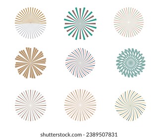 Sunburst collection, bursting sun, rays, fireworks