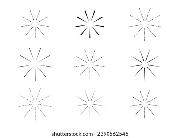 Sunburst collection, bursting sun, rays, fireworks