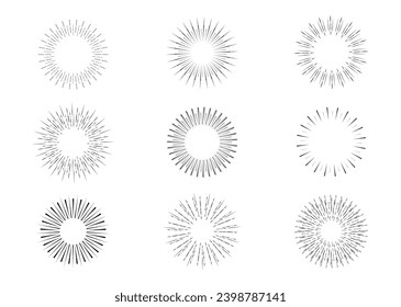 Sunburst collection, bursting sun, rays, fireworks