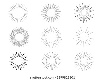 Colección de rayos de sol, sol abrasador, rayos, fuegos artificiales