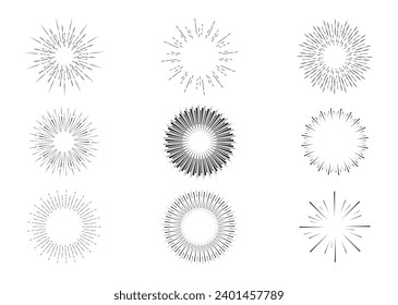 Sunburst collection, bursting sun, rays, fireworks