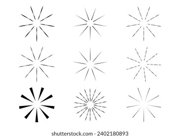 Sunburst collection, bursting sun, rays, fireworks