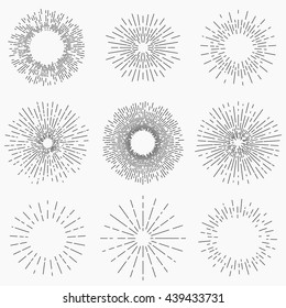 Sunburst collection, line design, vector illustration EPS 10