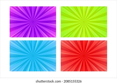 Sunburst comic background with color halftone
