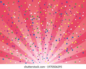 sunburst and confetti background (red)