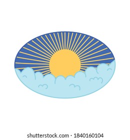 nubes onduladas de rizo de sol decoración de elementos orientales ilustración de vector diseño de color