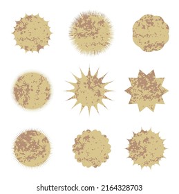sunburst decoration yellow blank stickers promo vector set