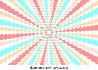 Sunburst dentate Ray star Background with trendy pastel colors. beige, coral and turquoise colors. Vector Illustration