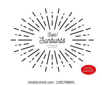 Sunburst design element. Oval shape. Vector illustration on white background