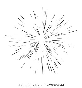 Sunburst design element. Vector illustration. Icon black on white for logo, signs.Dynamic style. Abstract explosion, speed motion lines from the middle, radial, radiating sharp