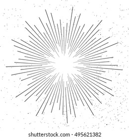 Sunburst design elements. Vintage style. Vector illustration of light rays of burst.