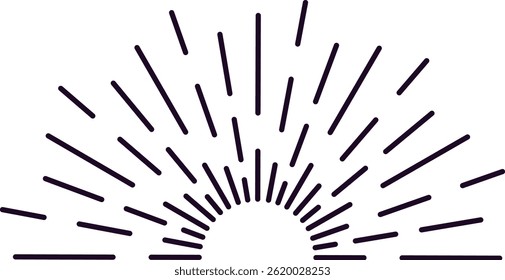 Diseño Sunburst que irradia rayos de luz en forma de semicírculo, creando una estética retro y vintage, perfecta para fondos, logotipos y proyectos de Diseño gráfico