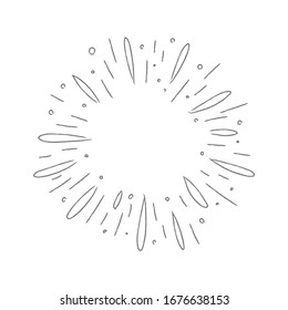 Sunburst doodle. Hand drawn star burst explosion. Illustrated Design Element.