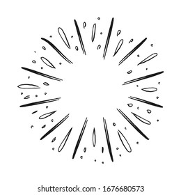 Sunburst doodle. Hand drawn star burst explosion. Illustrated Design Element.