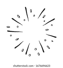 Sunburst Doodle. Hand Drawn Star Burst Explosion. Illustrated Design Element.