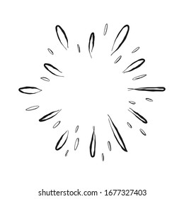 Sunburst-Doodle. Handgezeichnete Sternexplosion. Illustriertes Design-Element.