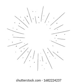 Sunburst Doodle. Hand Drawn Star Burst Explosion. Illustrated Design Element.