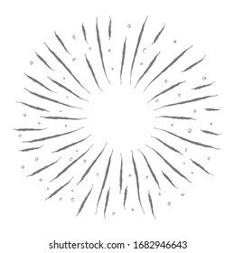 Sunburst-Doodle. Handgezeichnete Sternexplosion. Illustriertes Design-Element.